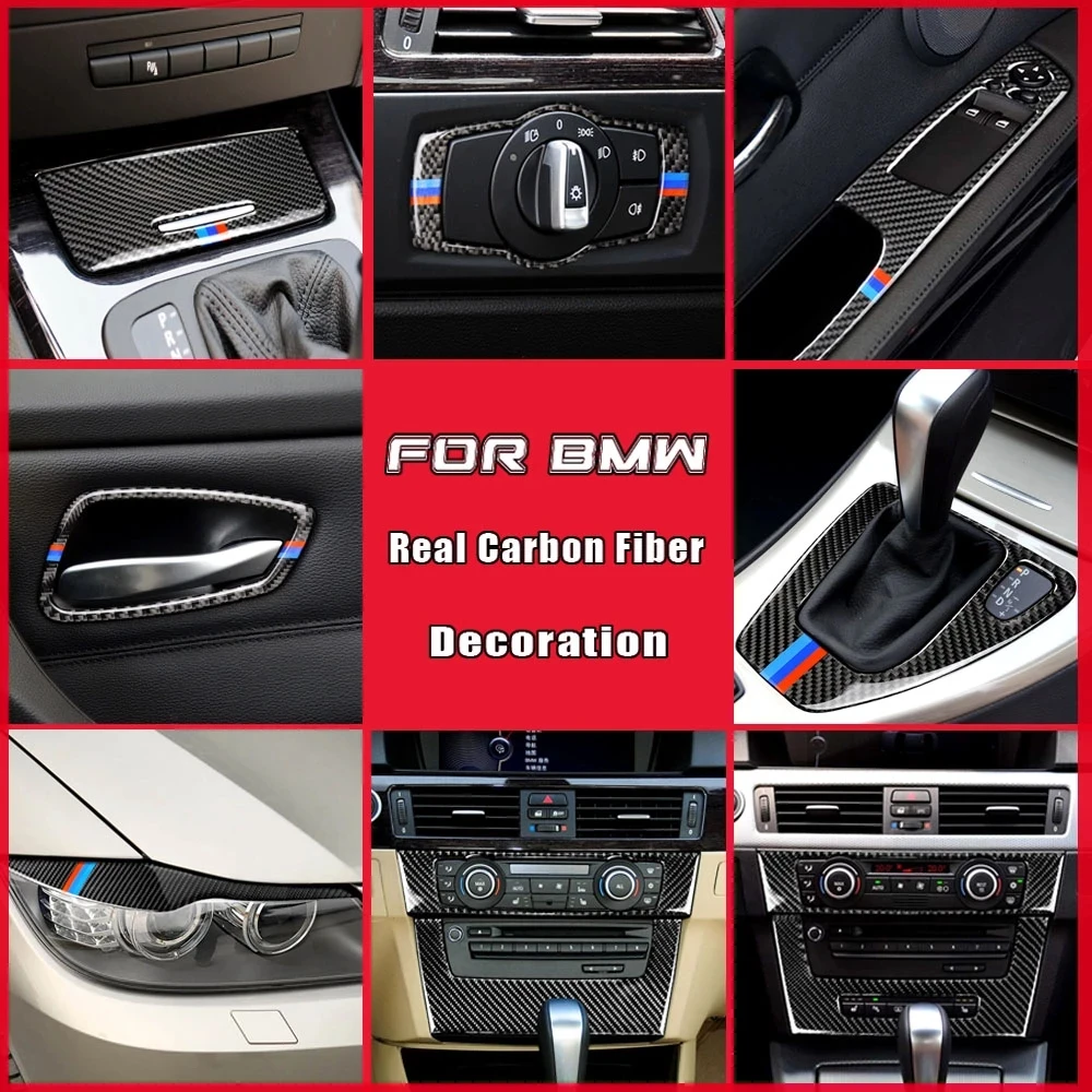 

For BMW Old 3 Series E90 E92 E93 True Carbon Fiber Car Sticker Headlights Eyebrow Eyelids Car Styling Interior Accessories