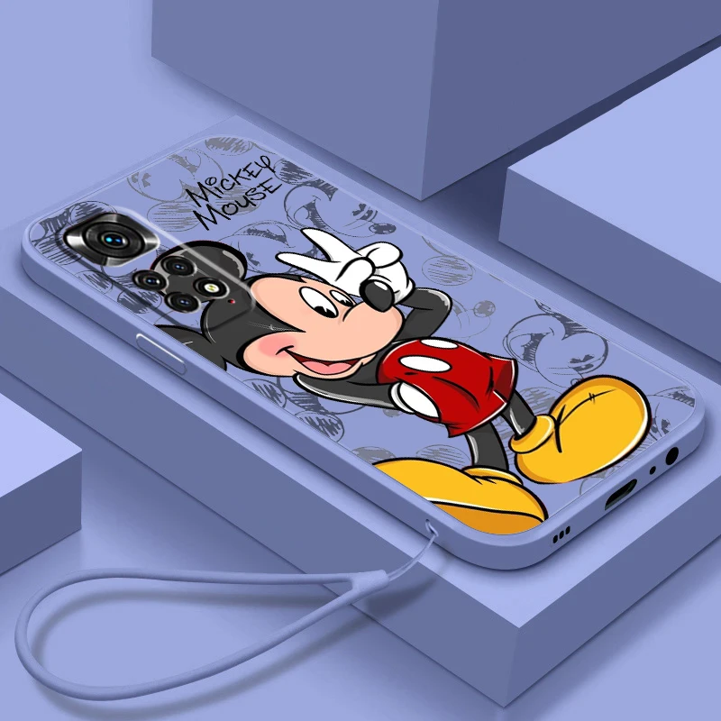 

Pink Minnie Mickey Love Phone Case For Redmi Note 12 11T 11S 11E 10S 10T 10 9T Pro Plus Liquid Rope Funda Cover