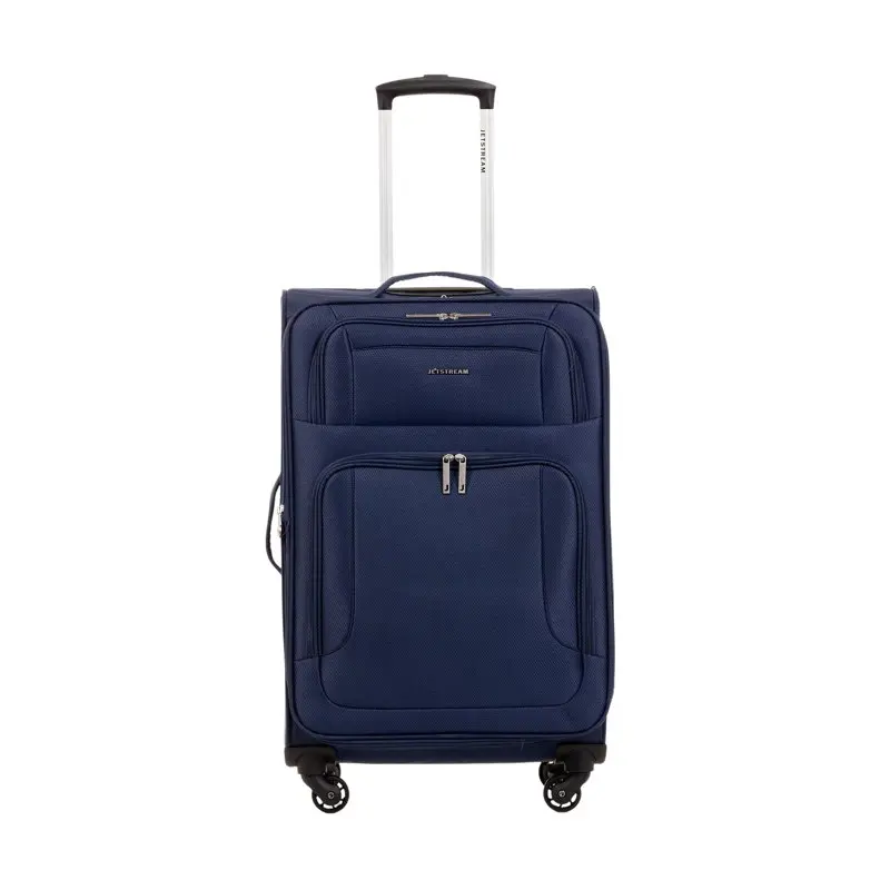 

Premium 24-inch Softside Navy Rolling Spinner Upright Checked Luggage –Great for Durable Travel, Zippered Compartments for Sec