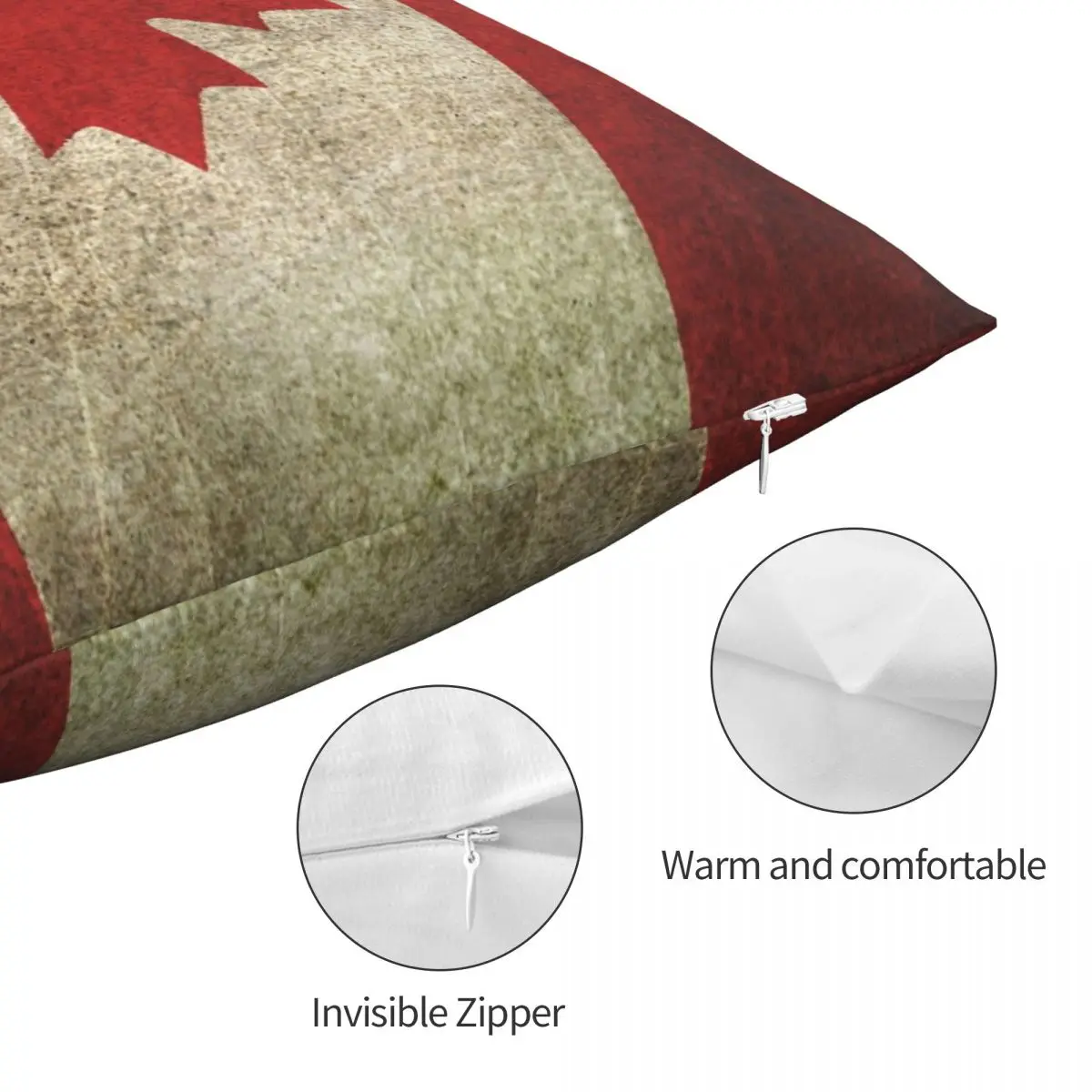 Антиношеный Состаренный квадратный чехол с флагом Канады из полиэстера льна