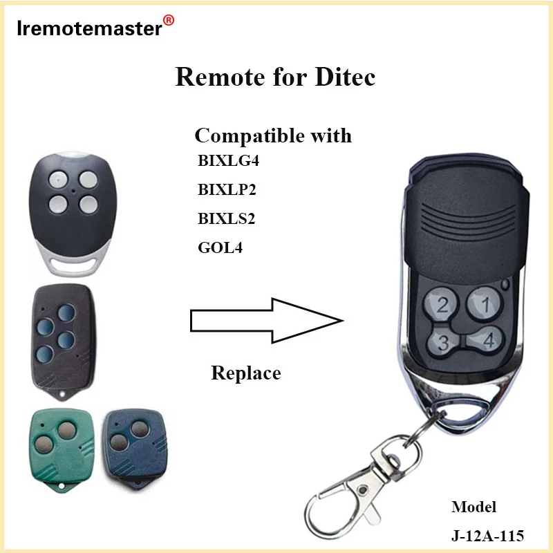 

For DITEC garage remote control Ditec BIXLS2 BIXLP2 GOL4 BIXLG4 rolling code garage remote 433MHz DITEC GOL4C fixed code opener