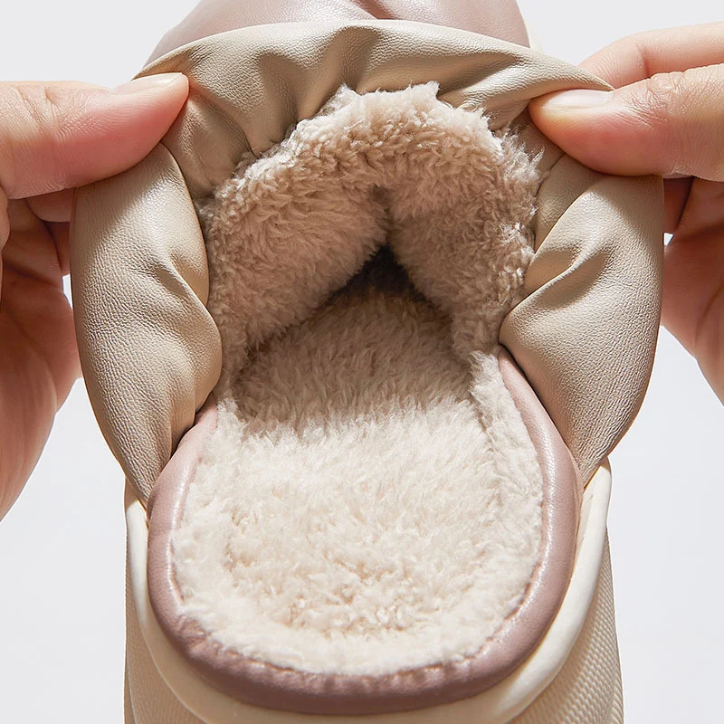 Женские зимние домашние тапочки Rimocy 2022 искусственная кожа толстая плюшевая