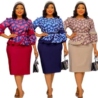 african clothes for women plus size printed mid sleeve commuter hip two piece set office ladies clothes robe boubou africaine