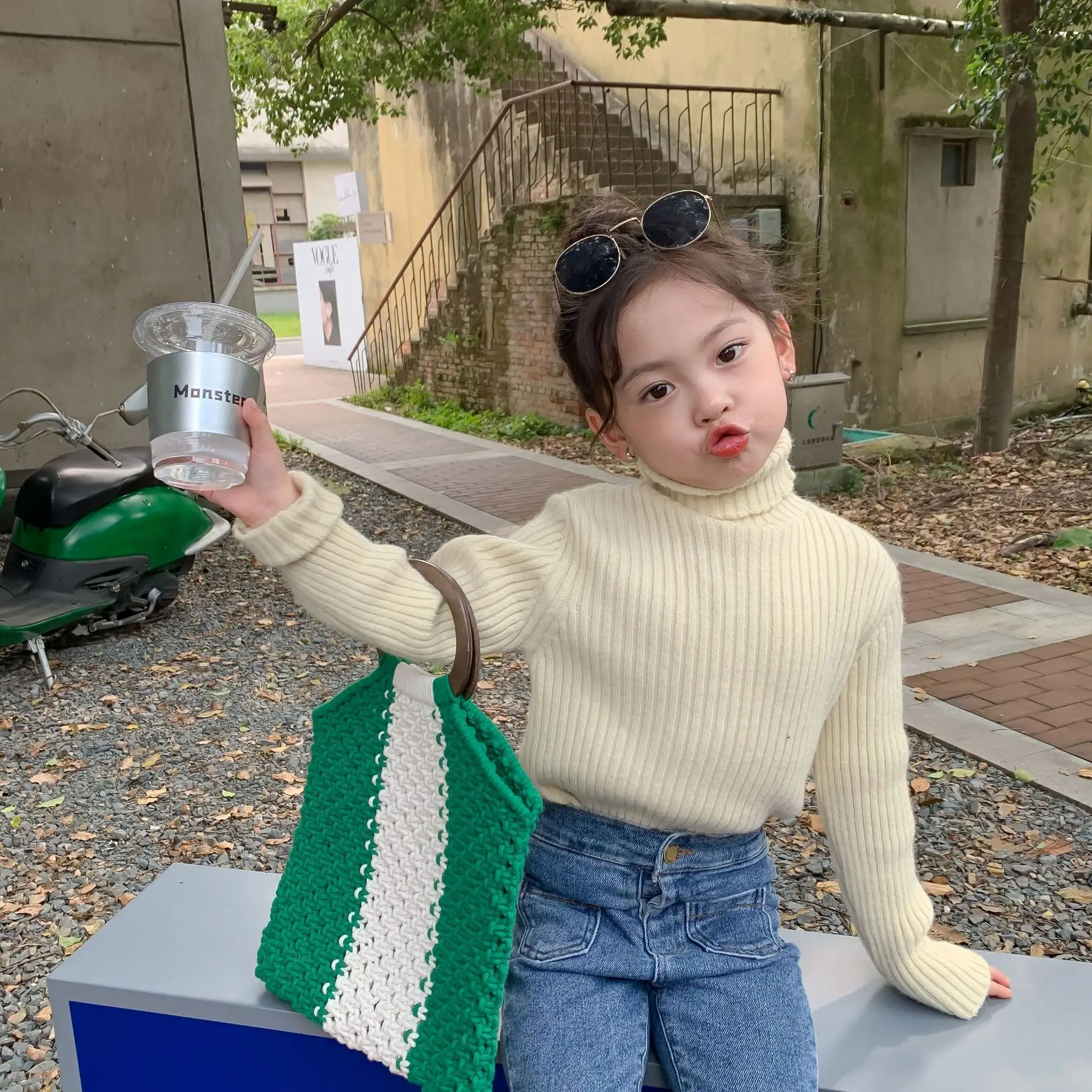 

Children Clothing Autumn Winter 2022 New Fashionable Boys and Girls Korean Style Solid Color Turtleneck Pullover Baby Sweater