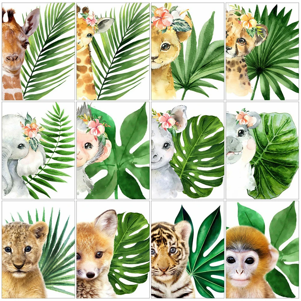 

EverShine Алмазная мозаика Слон тигр картина стразами Алмазная вышивка леопард львы животное вышивка крестиком Алмазная Живопись Листья подарок ручной работы