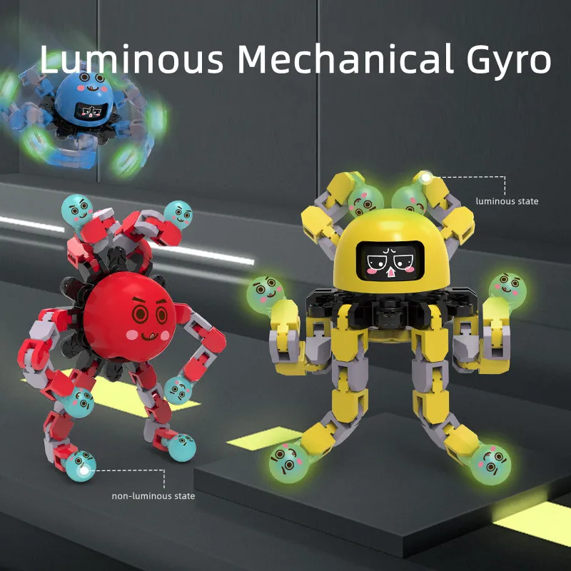 

Mechanical Gyro Octopus Robot Decompresses Glowing Fingers Ever-changing Face Gyro Puzzle Toy Children Gift Fidget