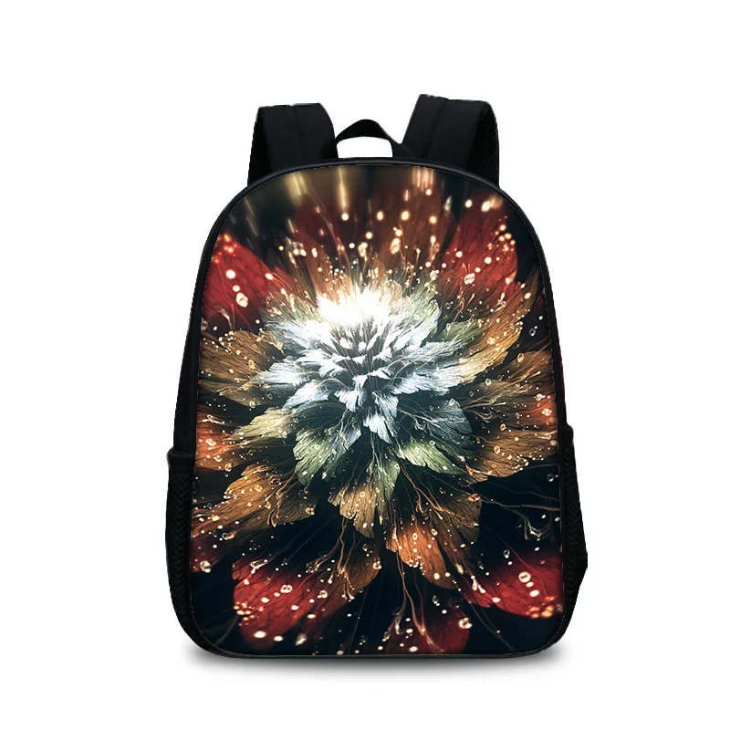 

Psychedelic Flower Backpack Shiny Floral Schoolbag Abstract Geometry School Bags Bookbag for Kids Teens Boys Girls 16 Inches