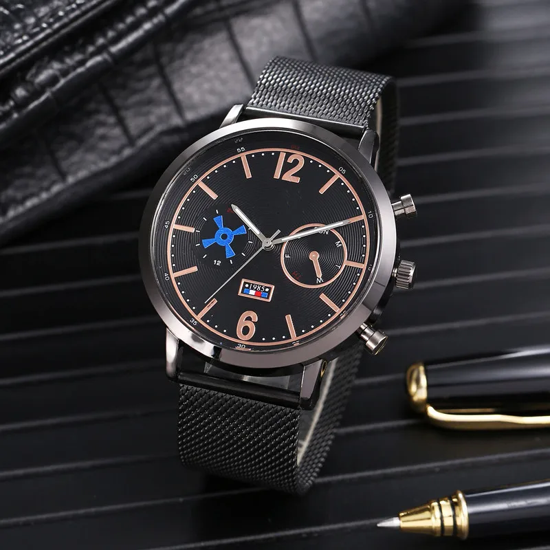 

Famous Brand Quartz Watches for Men Trend Big Dial Alloy Mesh Band Watch Luxury Fashion Wristwatches Clock Relogio Masculino