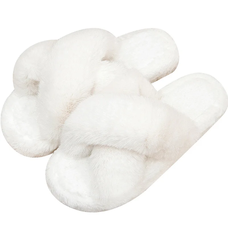 Cross Cotton Slippers Women's Soft-soled Home Furnishing Plush Indoor Non-slip Warm Autumn and Winter Cotton Slippers