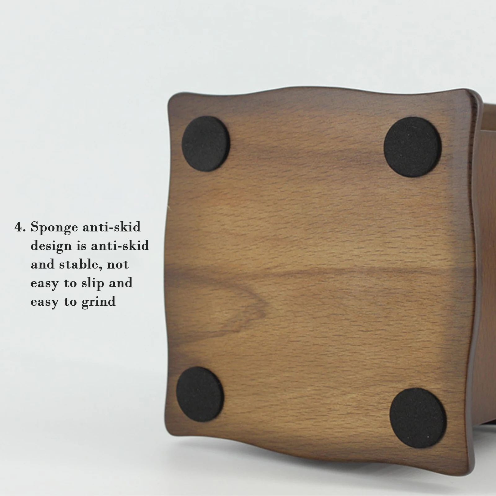 Manual Coffee Grinder Retro Style Anti-Skid Wooden Base 3-Levels Conical Burr Mill Coarse/Medium/Fine |