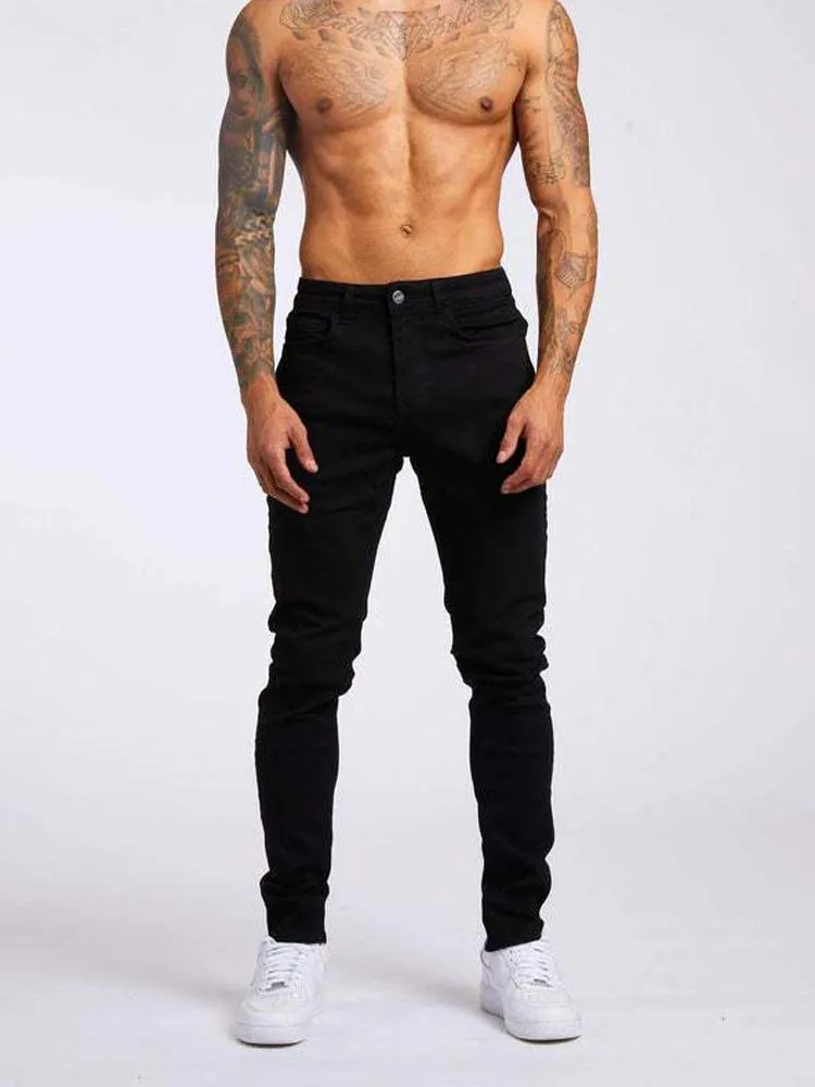 Y2k Slim Men's Jeans Korean Streetwear Elastic Brand Clothing High Street Fashion Business Casual Black Pants Aesthetic Autumn