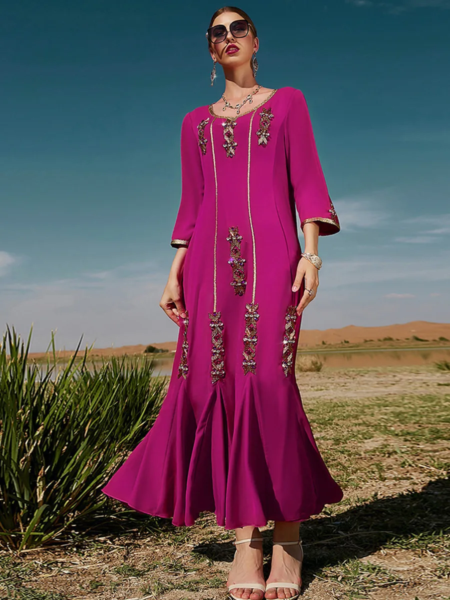 

Caftan марокканский женский мусульманский кафтан арабский женский Рамадан халат Африканский исламский вышивка Алмазные вечерние длинные пла...
