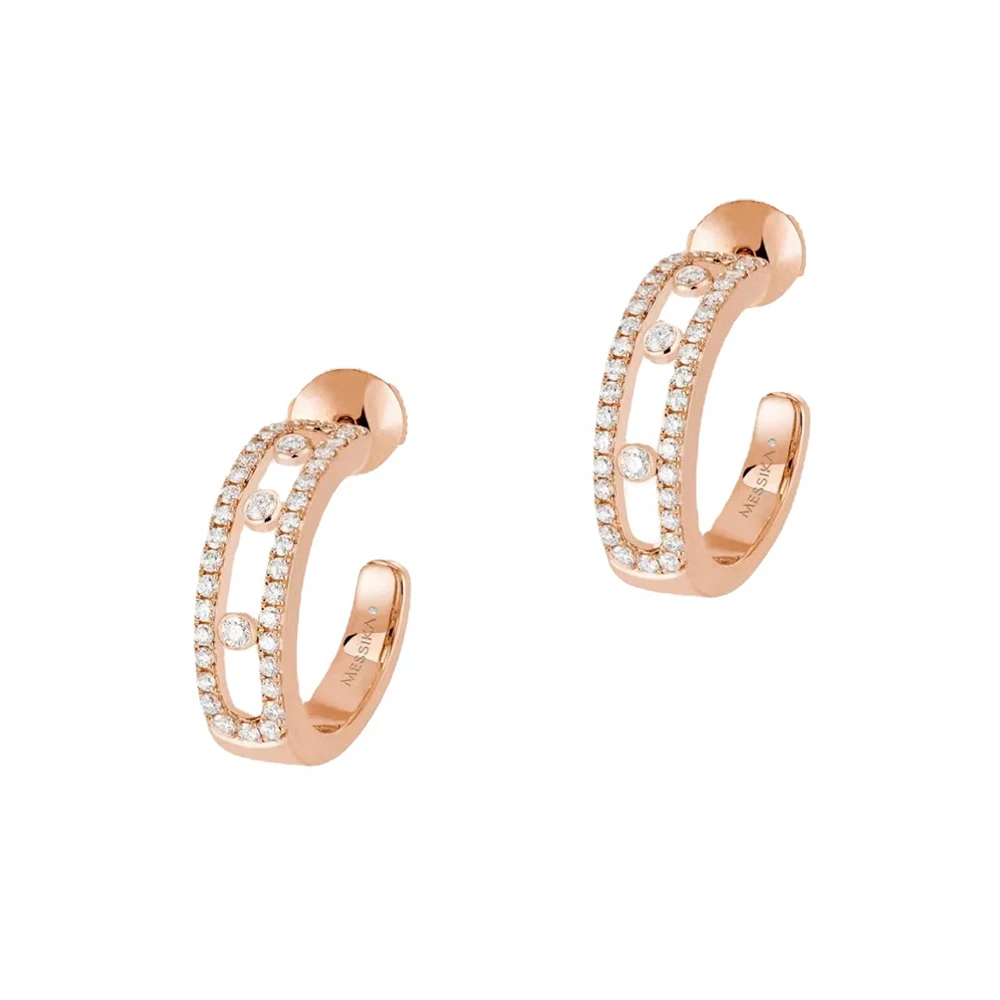 S925 Sterling Silver Full of Zircon Three Sliding Diamonds Classic Hoop Earrings for Women Luxury Fine Jewelry Valuable Gifts