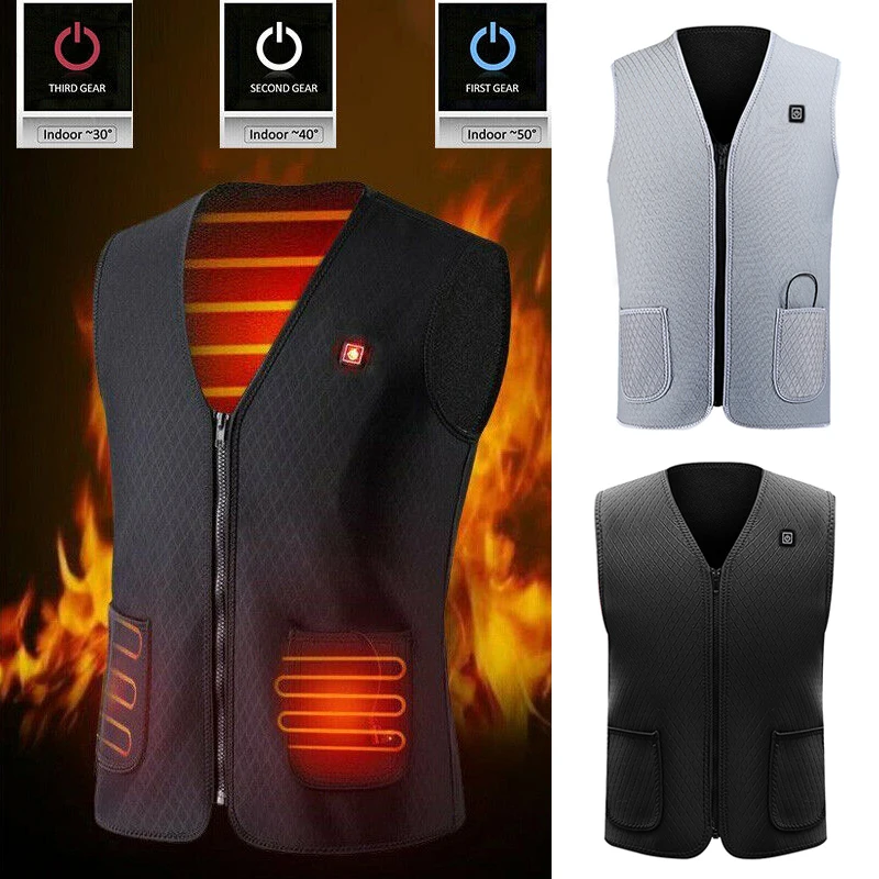 

Women Men USB Intelligent Charging Warm Up Coats Vest Electric Heating Waistcoat Sleeveless Jacket Clothes 5 Heating Pad Thermal