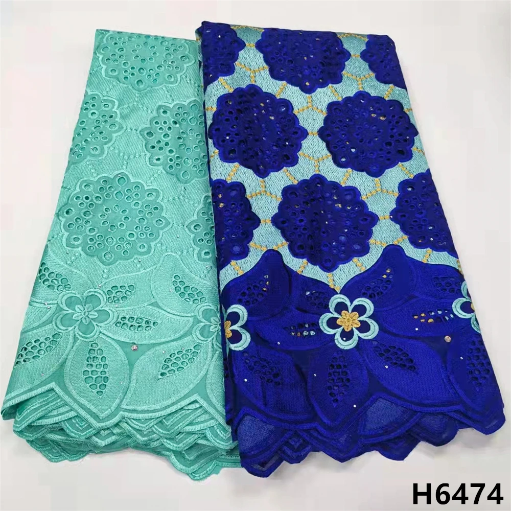 

Nigeria Cotton Lace Fabric With Stones 2022 High Quality African Swiss Voile Lace In Switzerland For Sew Women Dress HJ6474