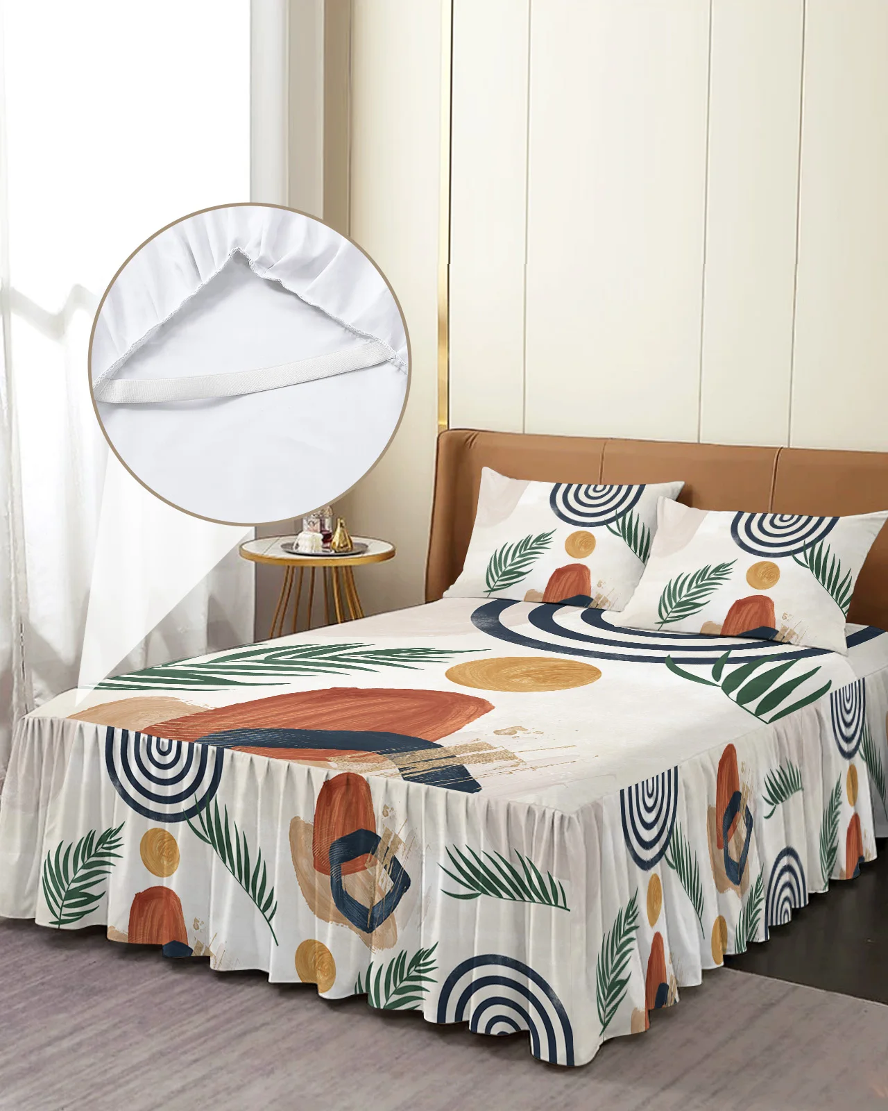 

Комплект постельного белья в стиле бохо, эластичное современное геометрическое абстракционное покрывало с наволочками, наматрасник, Комплект постельного белья