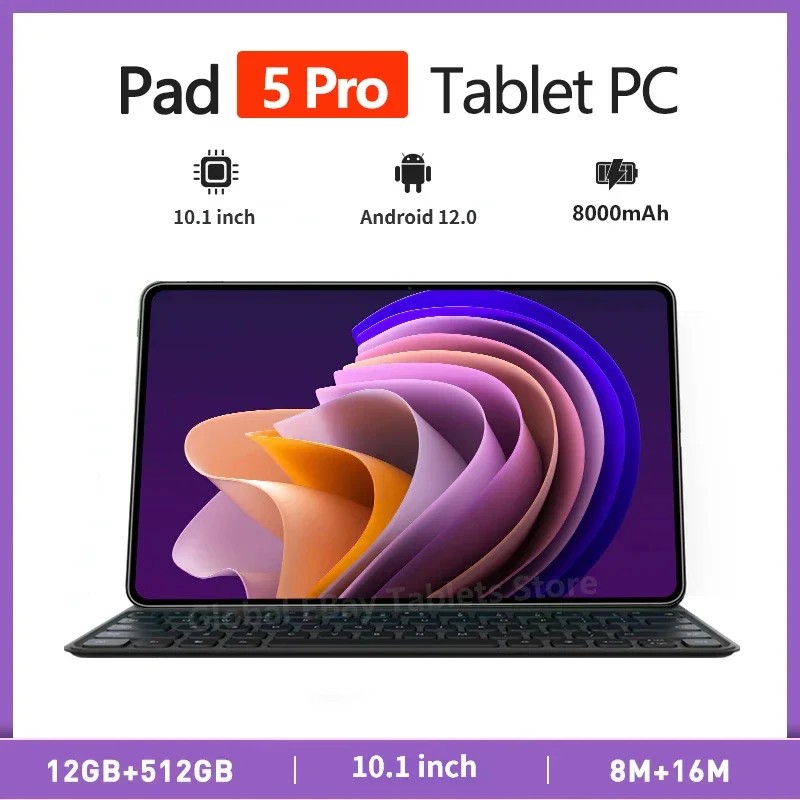 Android 12 0 Original Pad 6 Pro Экран 8800 мАч Планшет 2025 Планшетный ПК 10 1 дюйма ГБ + 512 5G WIFI
