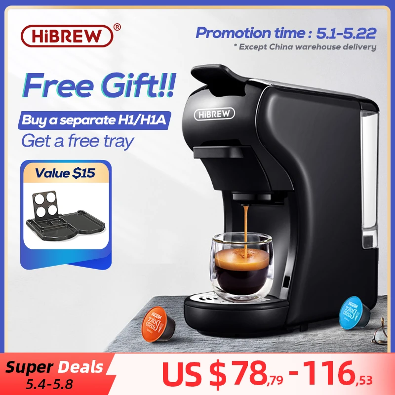 HiBREW Coffee Machine 19 Bar 3in1&4in1 Multiple Capsule Espresso Cafetera , Pod...