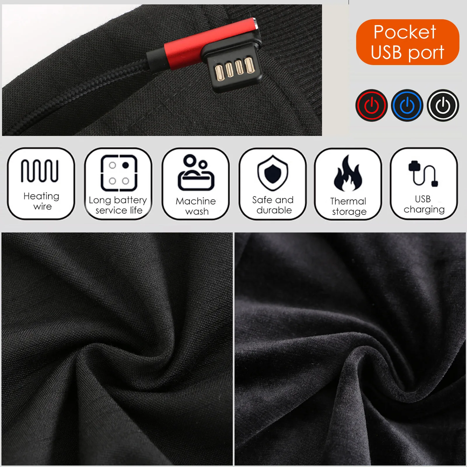 

Electric Heating Warm Pants Men Women USB Heating Base Layer Elastic Trousers Insulated Heated Underwear For Camping Hiking
