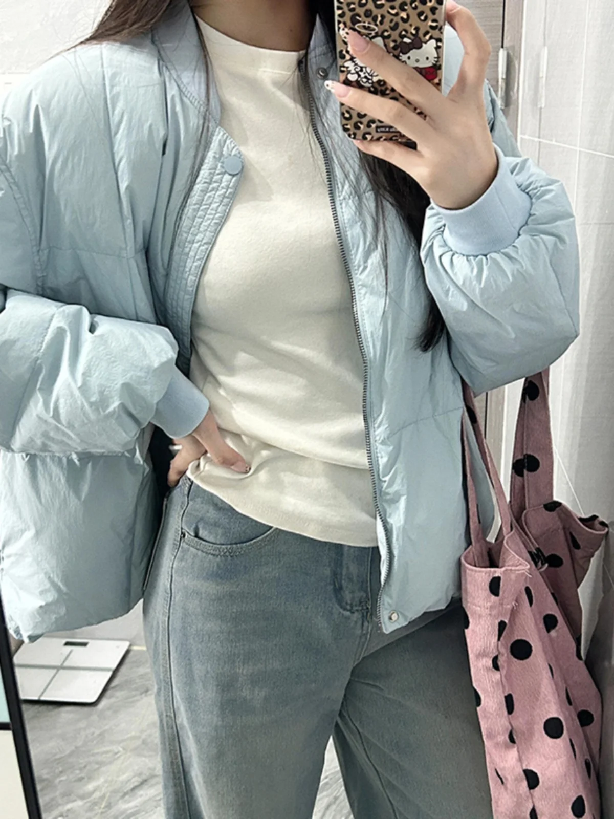 Пуховик корейской серии больших размеров с бейсбольным воротником одежда на