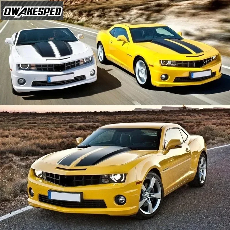 Фото Набор виниловых наклеек с гоночными полосами для Chevrolet Camaro RS LS SS LT, графические стикеры для тюнинга капота и задней части автомобиля, внешние аксессуары №4
