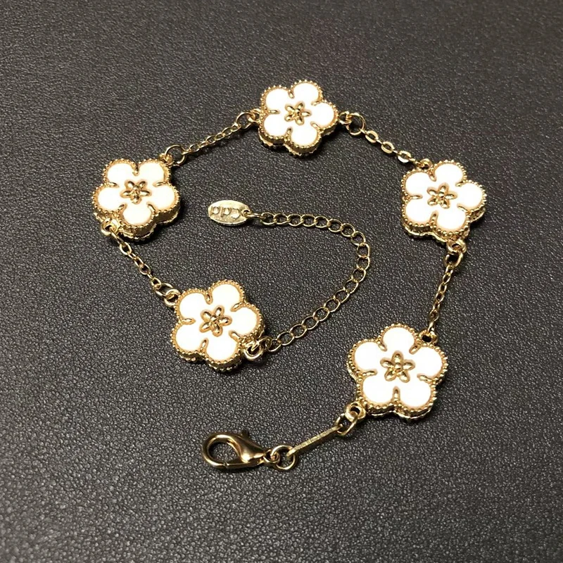 

Charms Flower Leaf Bracelet For Women Daily Jewelry Pulsera Para Mujeres Trendy Fashion Chain Link Korean Bangles Lover Gifts