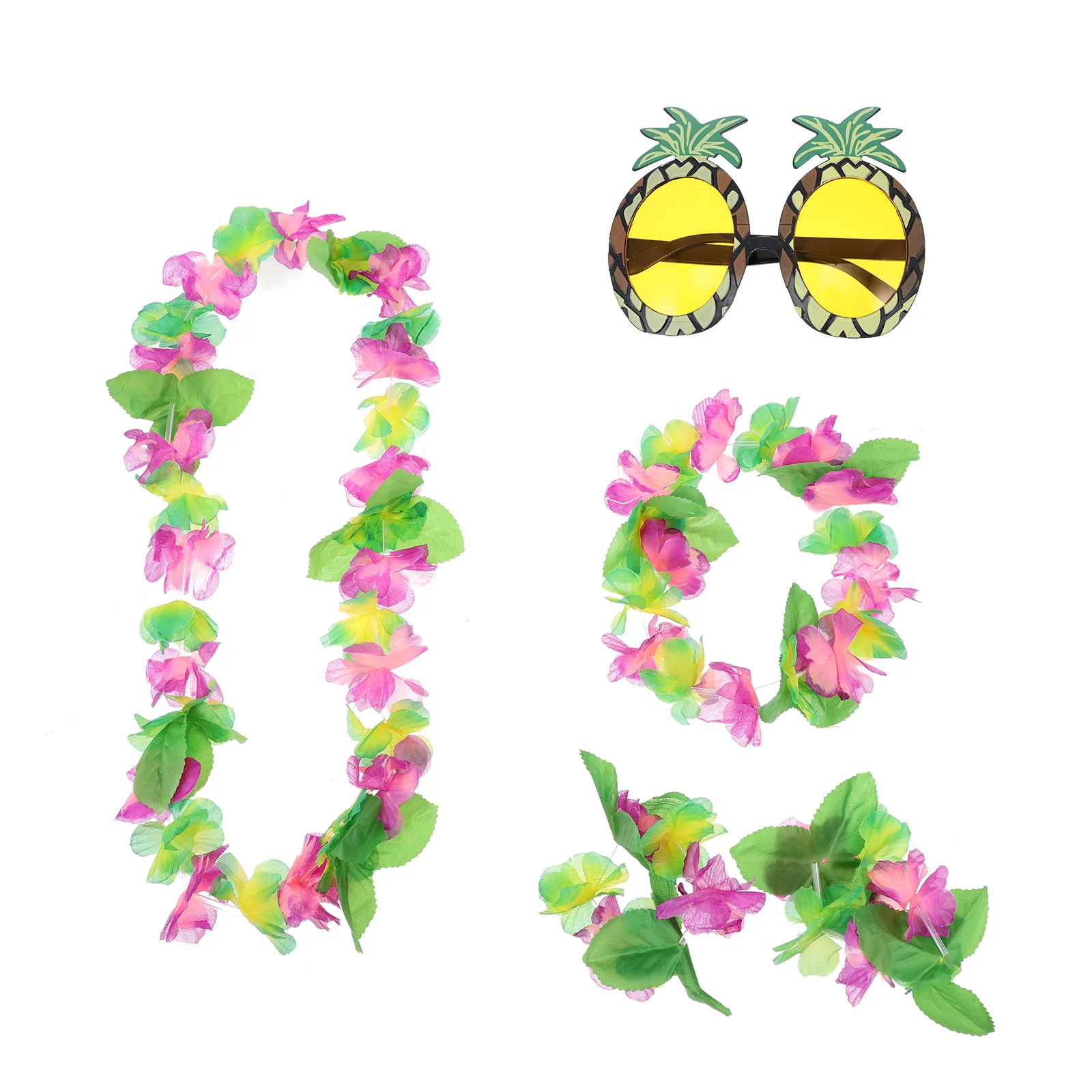 

1 Set Luau Party Artificial Flower Garland Eyeglasses Hawaiian Party Photo Prop