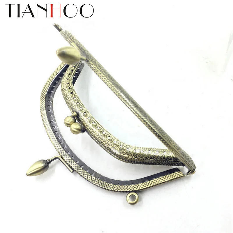 10pcs/ Set 14cm Metal Purse Frame Handle for Clutch Bag Handbag Accessories Making Kiss Clasp Lock Antique Bronze Bags Hardware