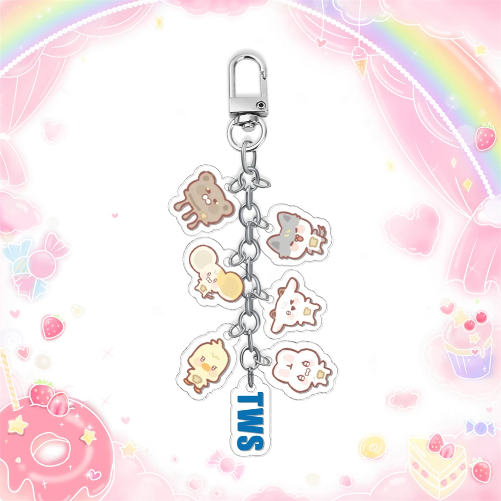 Брелок KPOP (G)I-DLE TWS ILLIT RIIZE ITZY Babymonster ZB1 мультяшный акриловый длинный брелок-цепочка
