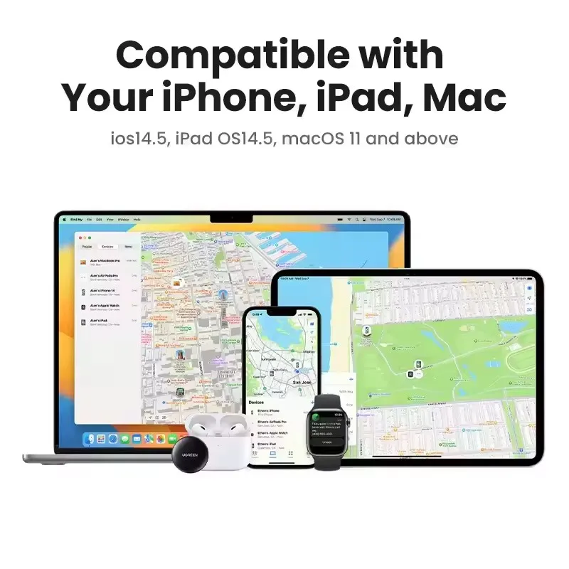 Фото UGREEN CM520 Finder: Умный GPS-трекер/метка для поиска, Bluetooth-трекер для наушников и багажа, MFi-совместимый, для iOS №5