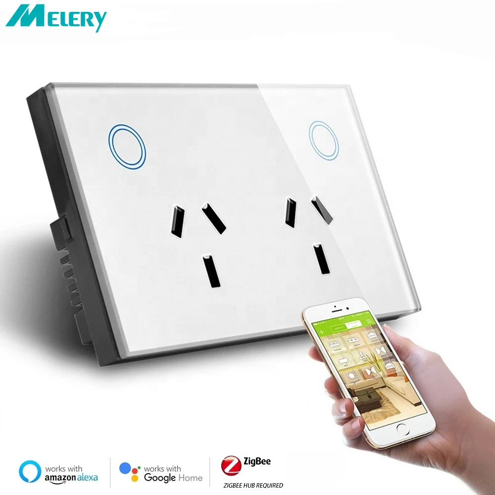 

Melery Zigbee Tuya Smart Wall Socket AU Electrical Plug Outlet 10A Power Touch Sensor Switch Wireless Remote Alexa Google Home