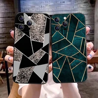 fashion retro geometric marble phone cover for iphone 11 12 13pro max x xr xsmax 6s 7 8 plus 13mini black soft silicone tpu case