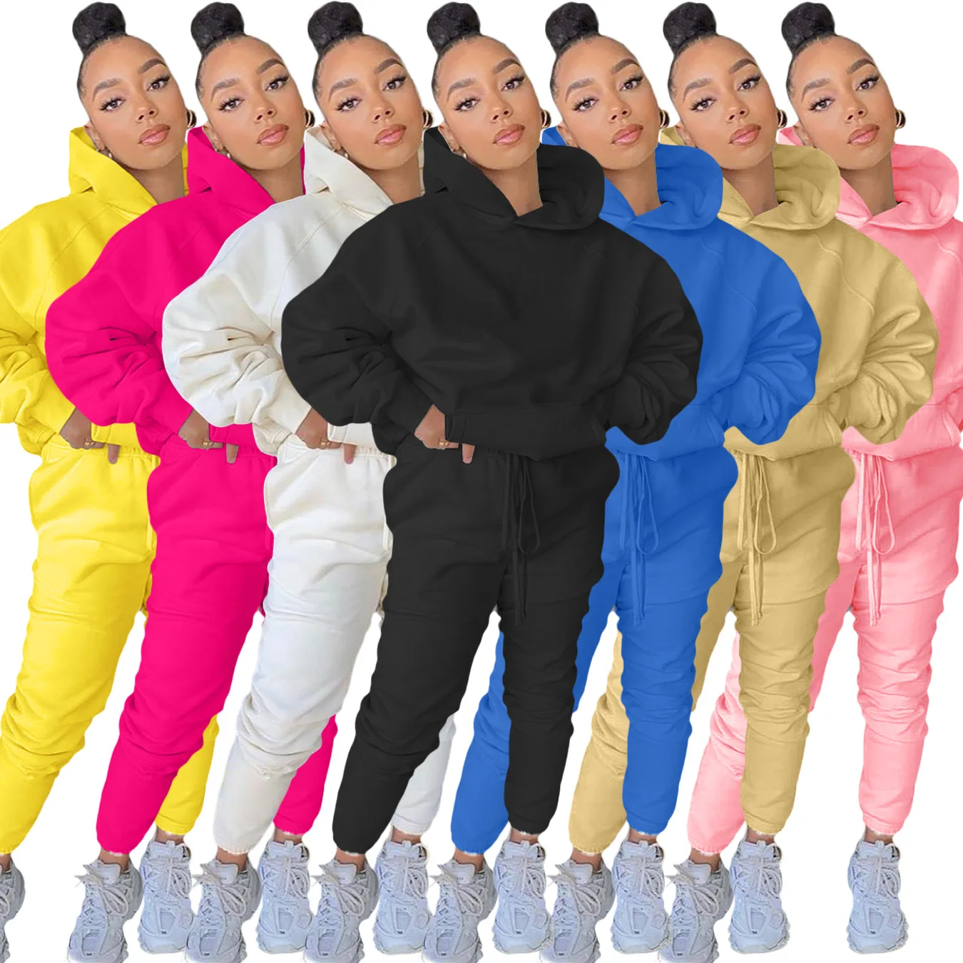

Spring and autumn women's hooded sweater set two-piece suit