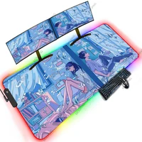 anime girl neon night led rgb deskmat backlit organization aesthetic 120x60 cheapest stuff free shipping xxxl oversize mouse pad