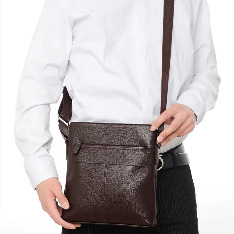 Luxury Cow Leather Men's Shoulder Messenger Bag Business Genuine Leather Crossbody Bag Casual Male Handbag Sling Bag