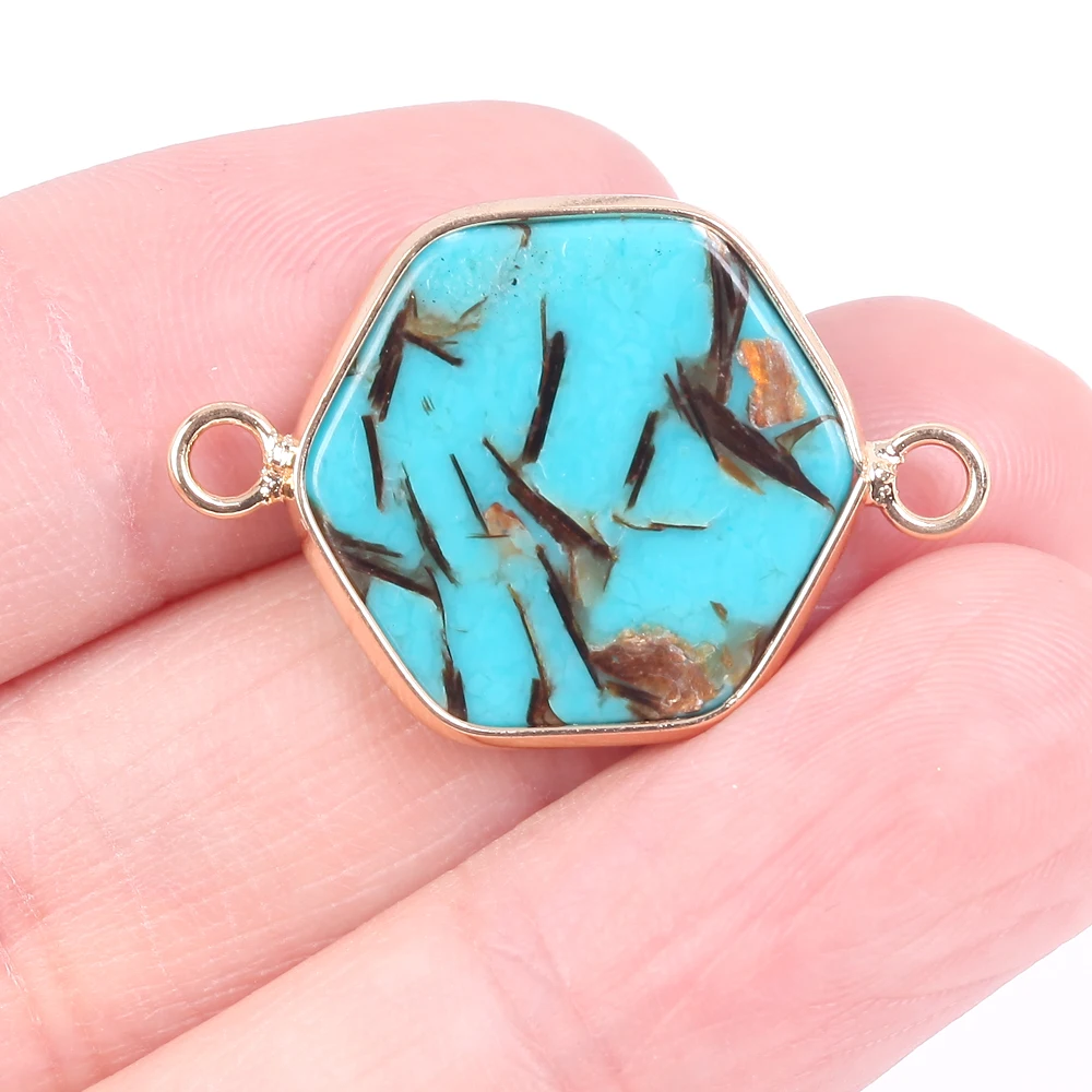 Подвески из натурального камня шестигранные Красочные в виде морских осадок