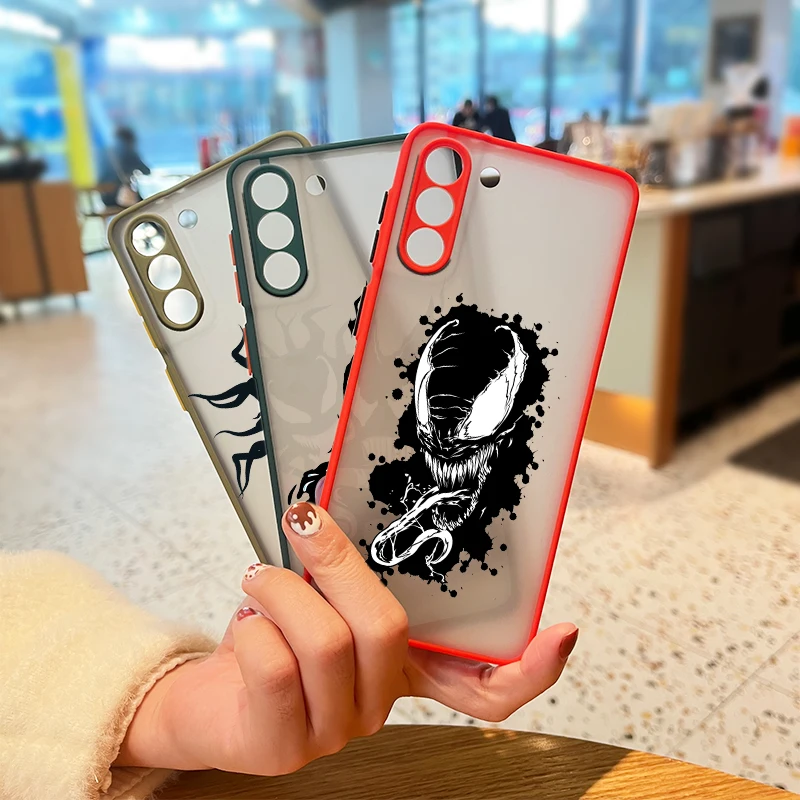 

Venom Marvel Avengers For Samsung Galaxy S21 S20 FE Ultra Plus S10 S9 S8 5G M31S 30 20 Frosted Translucent Phone Case
