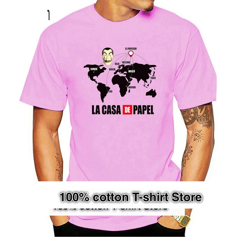 

Новинка, футболка с надписью «La casa de Papel» по мотивам фильма «бумажный дом», Новое поступление 2019, Хлопковая мужская футболка «El Profesor», оптова...