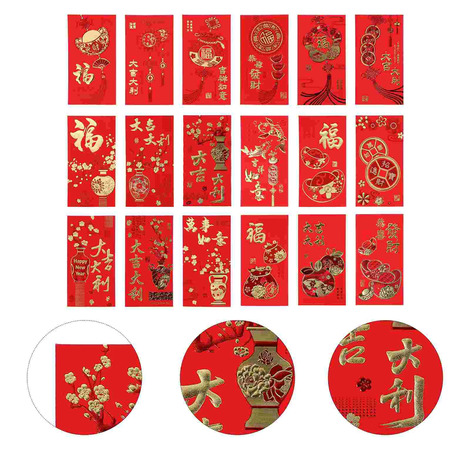 

Red Envelopes Envelope Year New Money Chinese Hongbao Lucky Bao Hong Gift Packet Festival Spring Lunar Pocketbaby Birthday Large