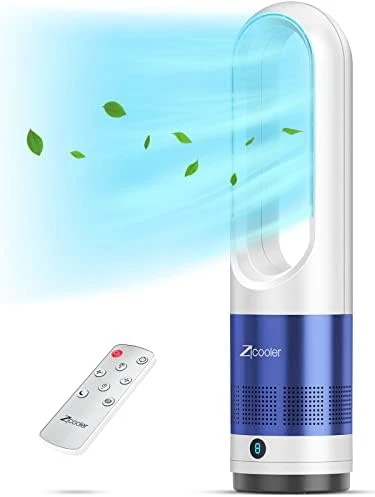 

for Bedroom, 22 Inch Bladeless , 80° Oscillating with Remote, 8 Speeds, 9H Timer, Quiet Desk Cooling , Standing Floor Fans (Wh