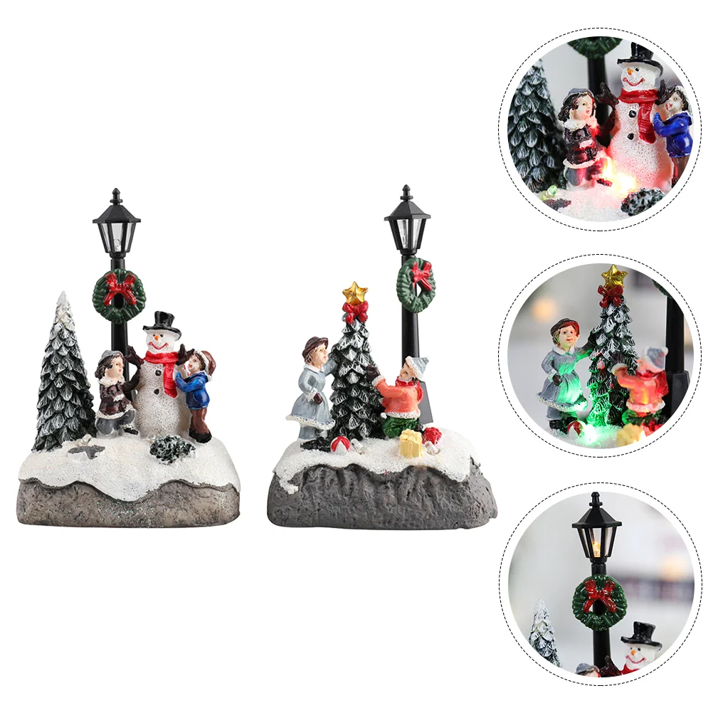 

Christmas Statue Village Santa Figurine Fireplace Centerpieces Tablefigurines Scene Street Lamphouses Town Funny Snow Buildings