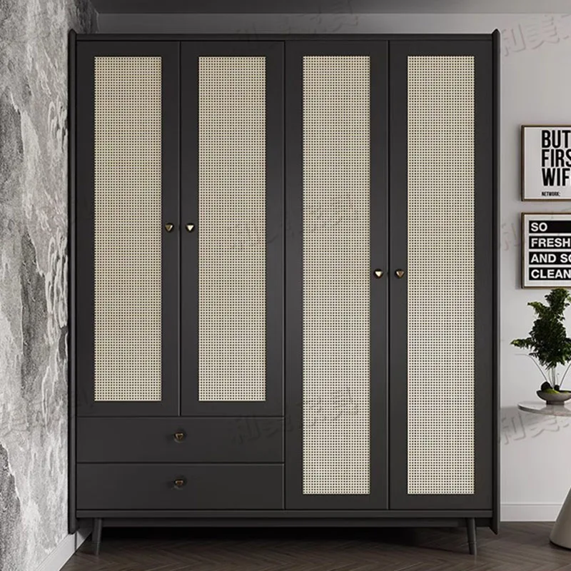 Полноразмерный скандинавский гардероб рубашки для спальни черная полка