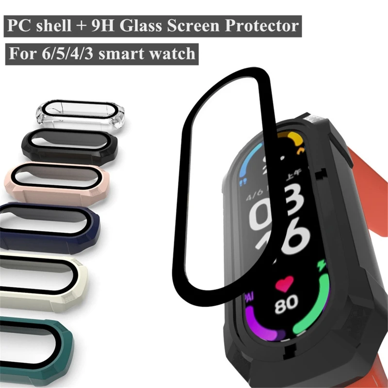 3D пленка Y3NC + жесткий чехол из поликарбоната совместимый с Mi Band 6 5 4 3 Smart Watchband