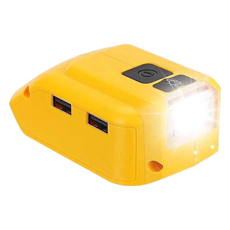 

Battery Adapter For DW 20V Battery USB Phone Charger, LED Work Light With Dual USB Charger And 12V DC Port