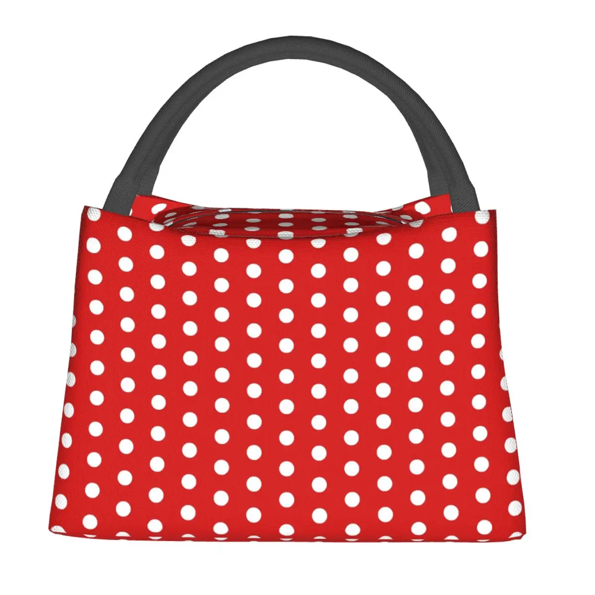 

Vintage Polka Dots Lunch Bag Red and White Office Lunch Box For Adult Casual Designer Thermal Lunch Bags Oxford Cooler Bag