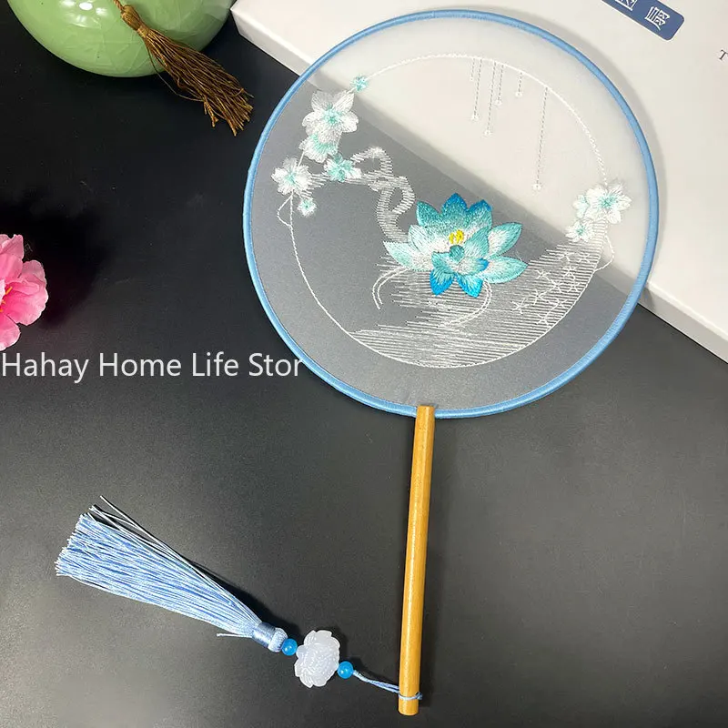 Ручной веер MOONBIFFY шелковый, деревянный