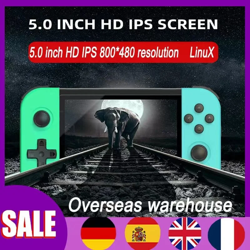 

2023 новая портативная игровая консоль Powkiddy X51 с экраном 5,0 дюйма IPS 800*480 в стиле ретро с поддержкой HD-выхода, мультиплеера, детские подарки.