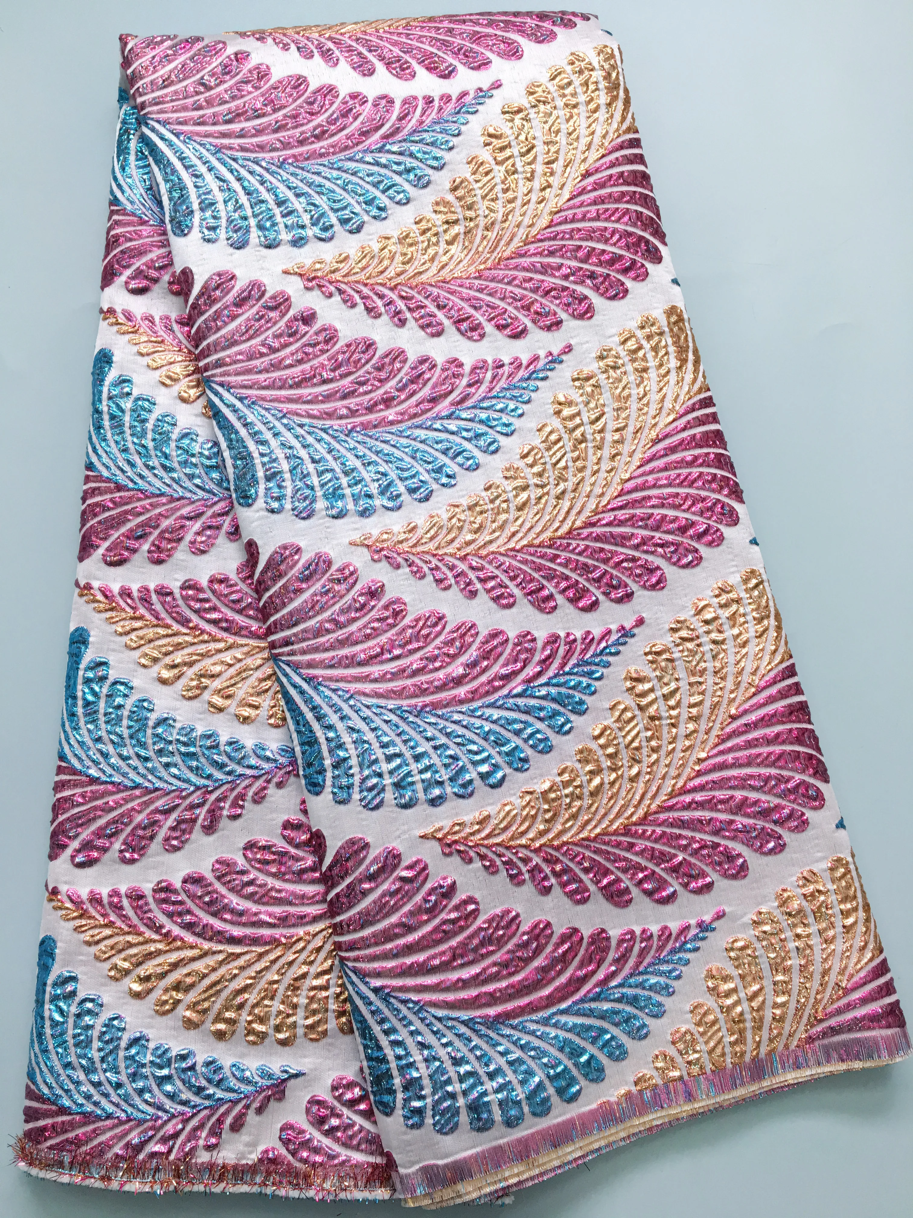 Высококачественная нигерийская жаккардовая парчовая кружевная ткань 2024