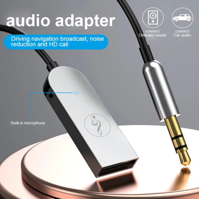 

Mini Bluetooth-compatible 5.0 Receiver 3.5mm Jack AUX Adapter Car Kit USB Audio Music Wireless Transmitter for Car Audio Speaker