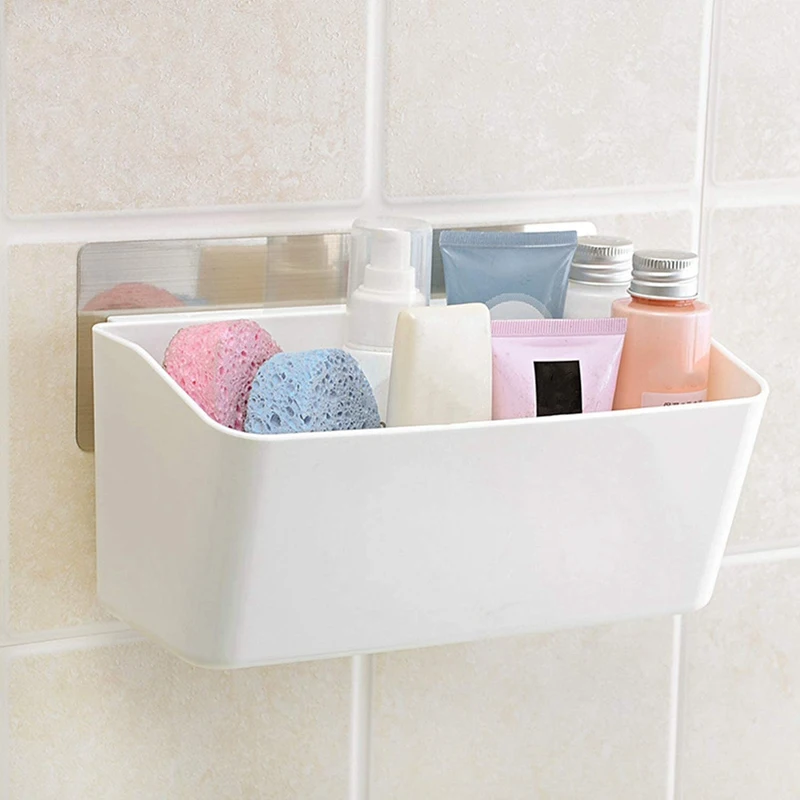 

Storage Organizer Wall Mount Adhesive Bathroom Shelf Bathtub Caddy Basket Organizer No Drilling Kitchen Storage Shelf
